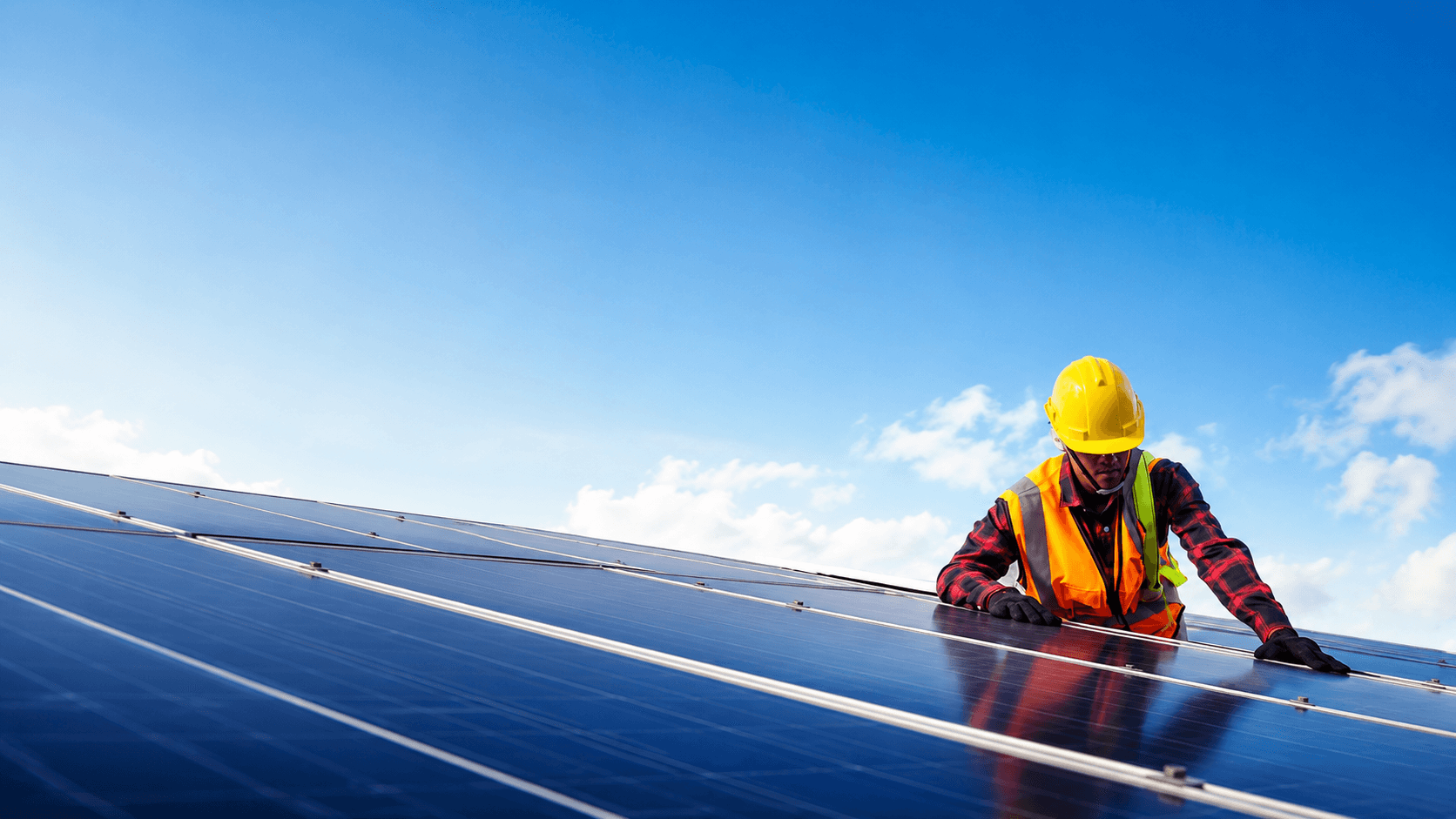 Solar panels under a clear sky